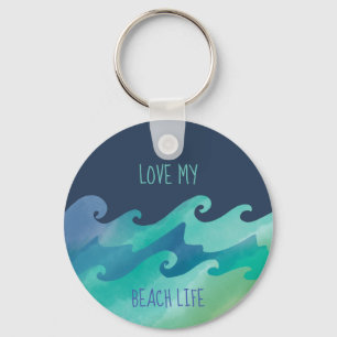 Love My Beach Life Waves Keychain