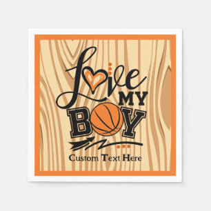 Love My Boy Basketball Sports Personalized Napkin