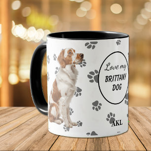 Love My Brittany Dog Pawprint Mug