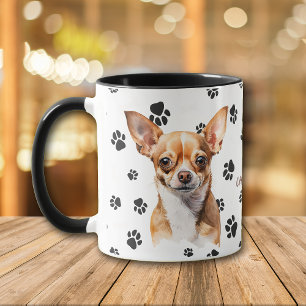 Love My Brown Chihuahua Dog Pawprint Mug