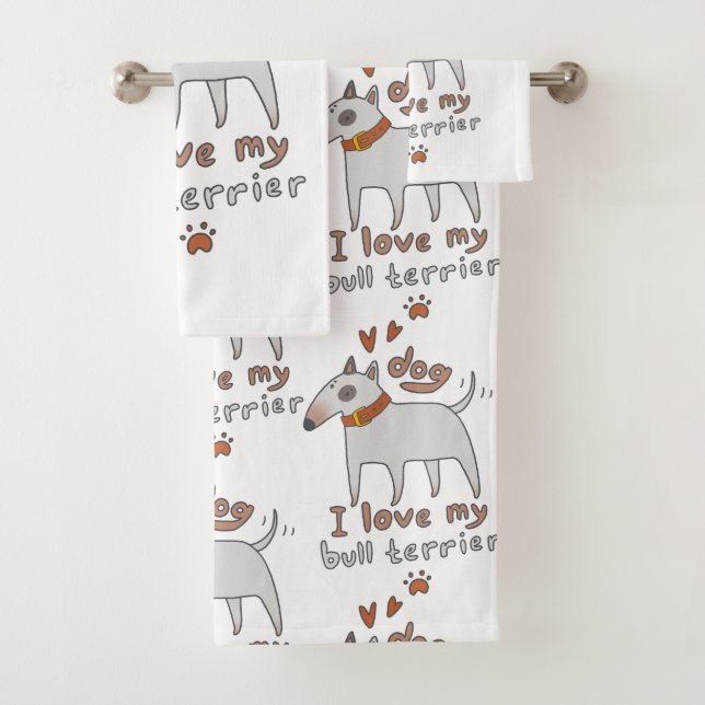 Love My Bull Terrier Bath Towel Set (Insitu)