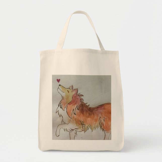 Love My Collie Shopping Tote Bag (Front)