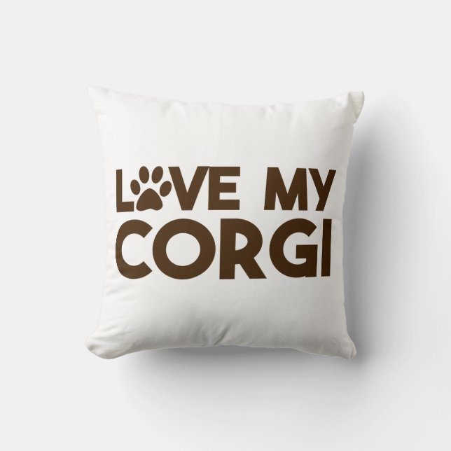 LOVE MY CORGI PAW THROW PILLOW (Front)