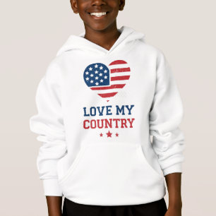 Love My Country Patriotic Heart USA Flag Vintage