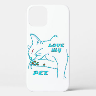 LOVE MY CUTE AQUA PET CAT iPhone 12 CASE