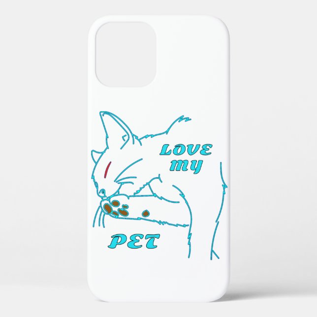 LOVE MY CUTE AQUA PET CAT Case-Mate iPhone CASE (Back)