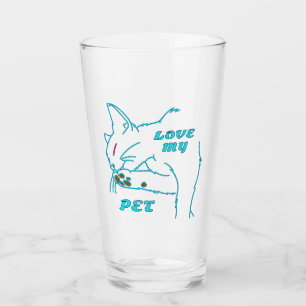 LOVE MY CUTE AQUA PET CAT GLASS