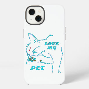 LOVE MY CUTE AQUA PET CAT iPhone 13 CASE
