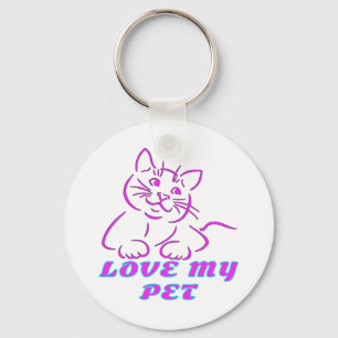 LOVE MY CUTE PINK PET CAT KEYCHAIN