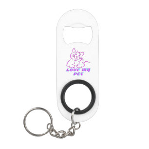 LOVE MY CUTE PINK PET CAT KEYCHAIN BOTTLE OPENER