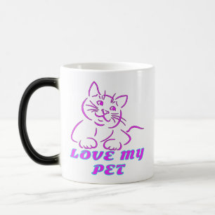 LOVE MY CUTE PINK PET CAT MAGIC MUG