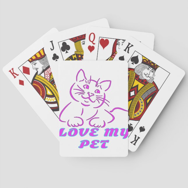 LOVE MY CUTE PINK PET CAT PLAYING CARDS (Back)