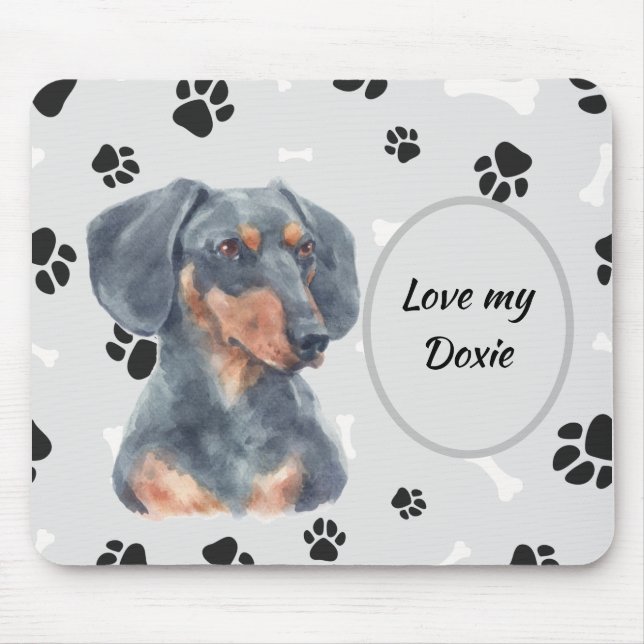 Love My Dachshund Dog Pawprint Mouse Pad (Front)