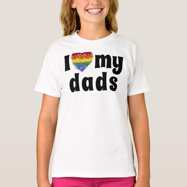 Love my dads-heart shape Pride flowers  T-Shirt (Front)