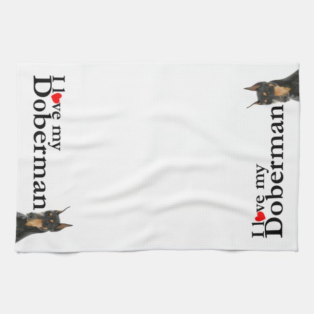 Love My Doberman Serviette de cuisine (Horizontal)