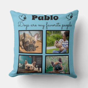 Love my dog - 4 photo customized collage  throw pillow