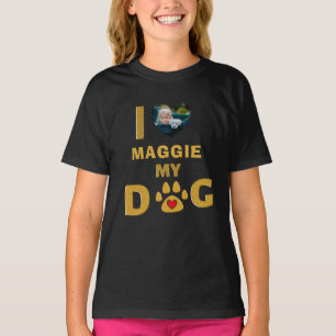 Love My Dog Photo Heart Cute Pet Personalize T-Shirt