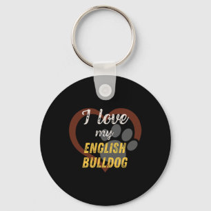 Love My English Bulldog Dog Lover Keychain