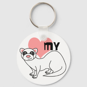 Love My Ferret - White Keychain