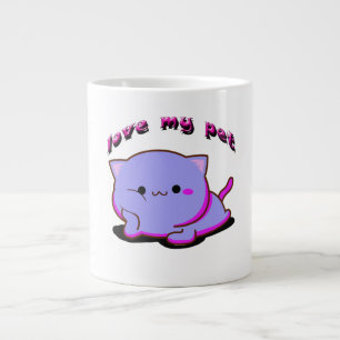 LOVE MY Fuchsia AND PURPLE KITTEN Large Coffee Mug