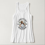 Love My Girlfriend Photo Black White Personalized Tank Top<br><div class="desc">Personalized "I Love my Hot Girlfriend" custom text and photo tank top shirt design that you can use to create your own "I love my girlfriend" shirt. Colours and fonts can be edited, just click 'customize further' for full design control. This style is perfect for a simple, minimal, more understated...</div>