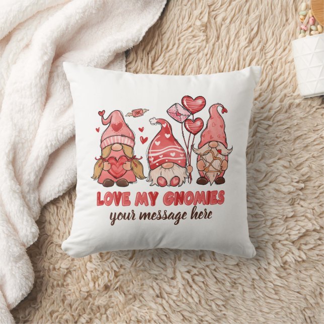 Love my gnomies Personalized Valentines Throw Pillow (Blanket)