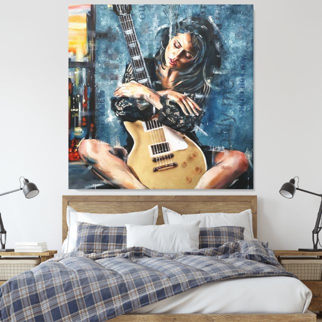 Love My Guitar Canvas Print (Insitu(Bedroom))