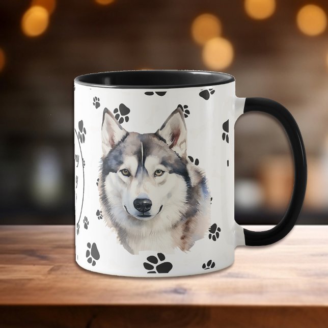 Love My Husky Dog Pawprint Mug (Creator Uploaded)