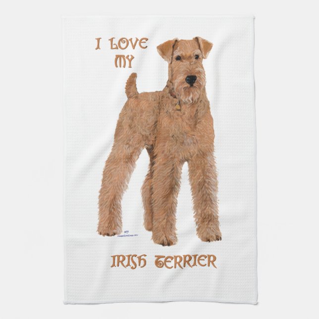 Love My Irish Terrier Kitchen Towel (Vertical)