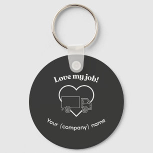 Love My Job Truck Driver Heart Personalizable Keychain