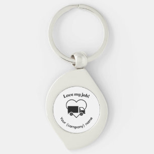 Love My Job Truck Driver Heart Personalizable Keychain