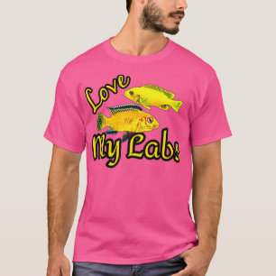 Love My Labs Electric Yellow Lab Cichlid Fish Aqua T-Shirt
