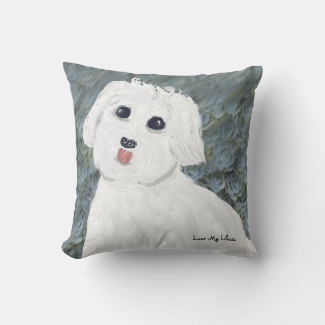 Love my Lhasa Square Pillow Hand Drawn (Front)
