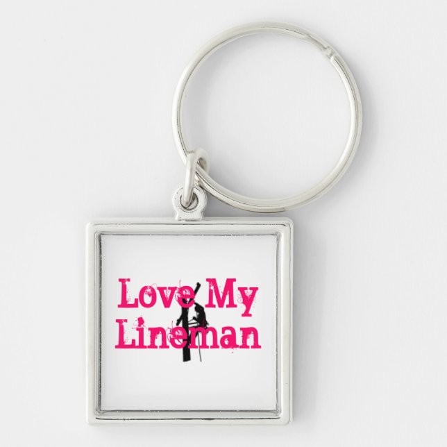Love My Lineman Keychain-Pink Keychain (Front)