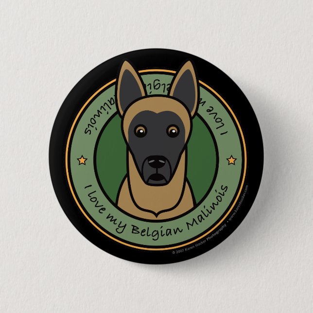 Love My Malinois 2 Inch Round Button (Front)