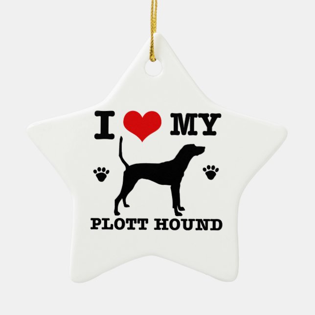 Love my plott hound ceramic ornament (Front)