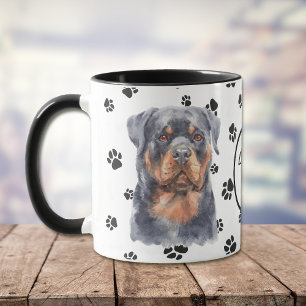 Love My Rottweiler Dog Pawprint Mug