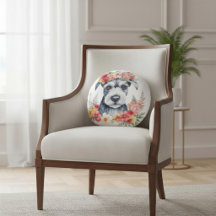 Love My Schnauzer Floral Throw Pillow