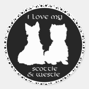 Love My Scottie & Westie Classic Round Sticker