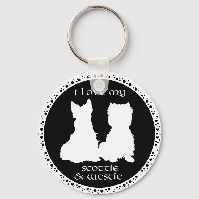 Love My Scottie & Westie Keychain (Front)