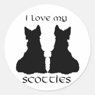 Love My Scotties Silhouette Classic Round Sticker