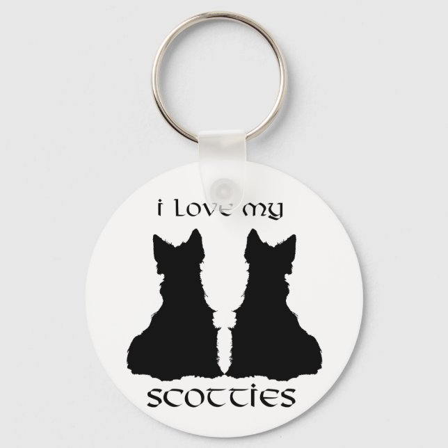 Love My Scotties Silhouette Keychain (Front)