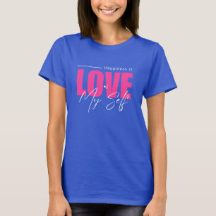 Love my self typography women deep royal T-shirt