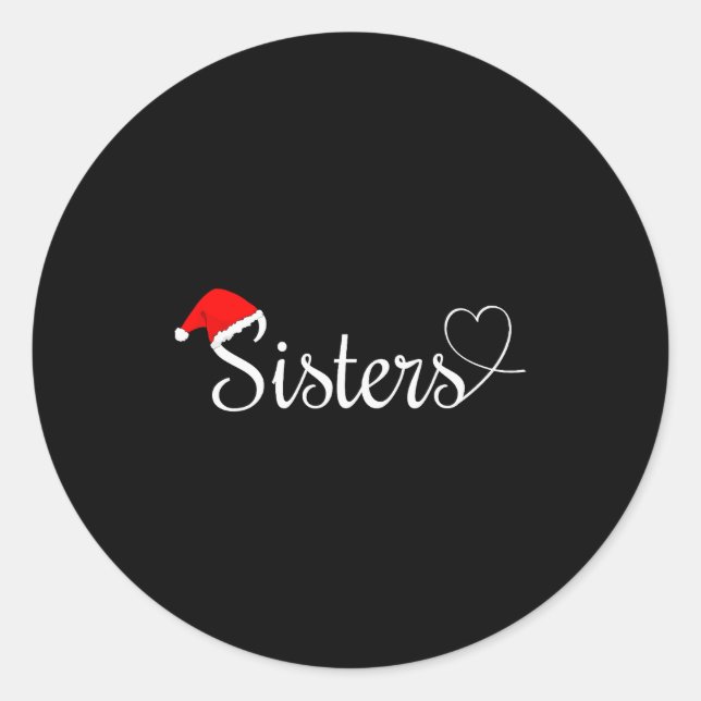 Love My Sister Cute Christmas Sisters  Classic Round Sticker (Front)