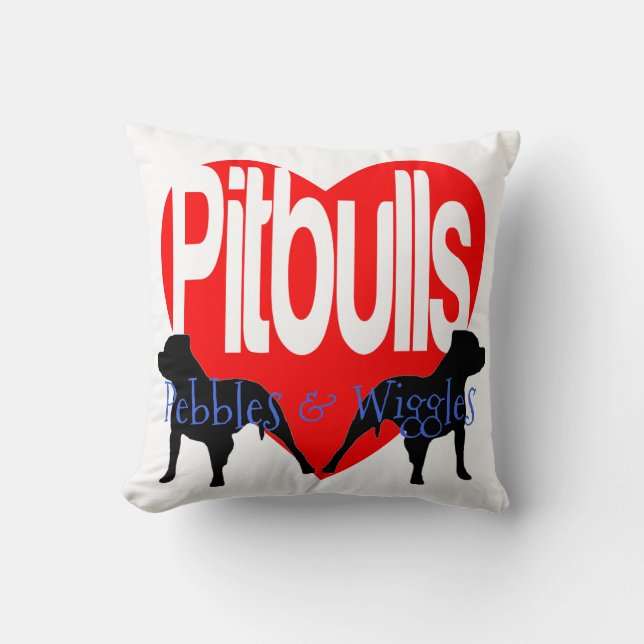 Love My Two Pitbull Dogs Personalized Pillow (Front)