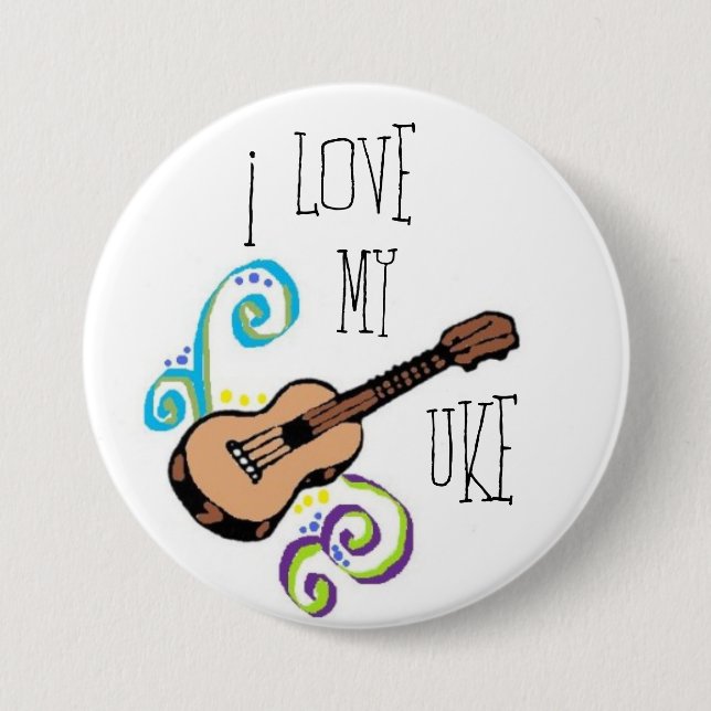 Love My Uke 3 Inch Round Button (Front)