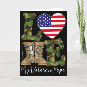Love My Veteran Papa Proud Military Grandpa Usa Fl Card