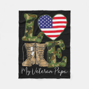 Love My Veteran Papa Proud Military Grandpa Usa Fl Fleece Blanket