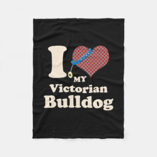 Love My Victorian Bulldog Heart Dog Owner Fleece Blanket