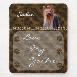 Love my Yorkie Yorkshire Terrier Mousepad -brown
